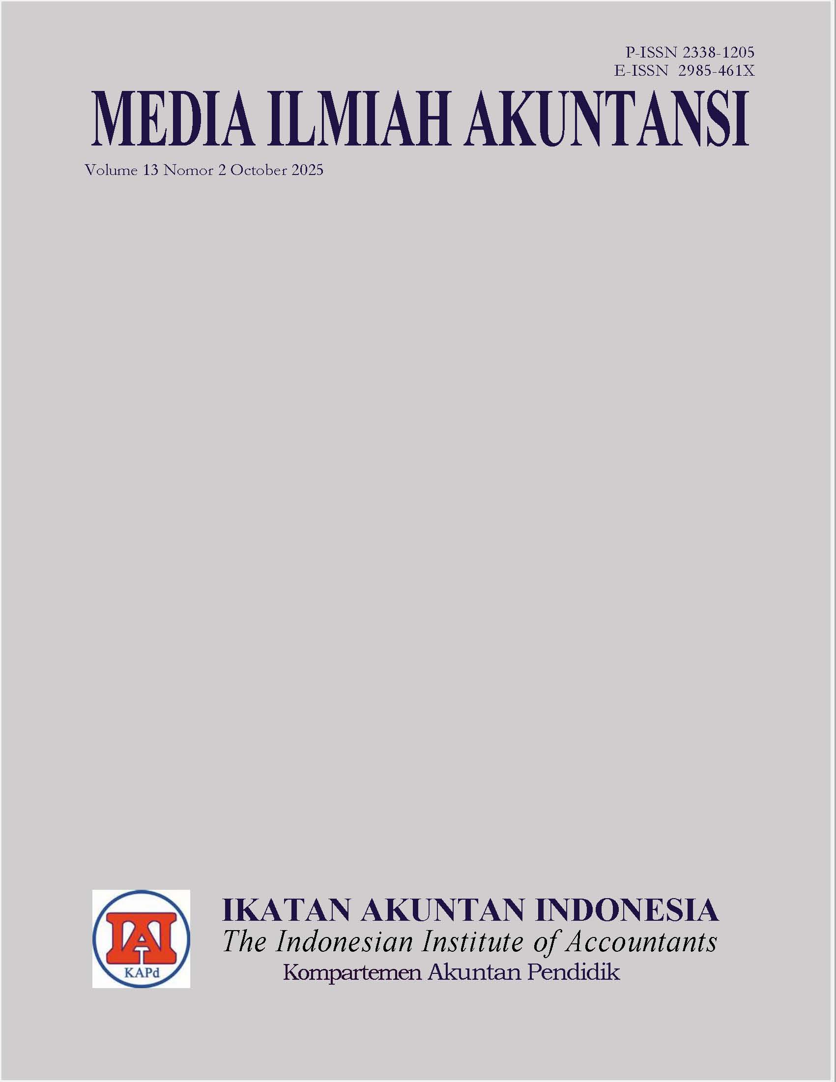 					View Vol. 13 No. 2 (2025): Media Ilmiah Akuntansi
				