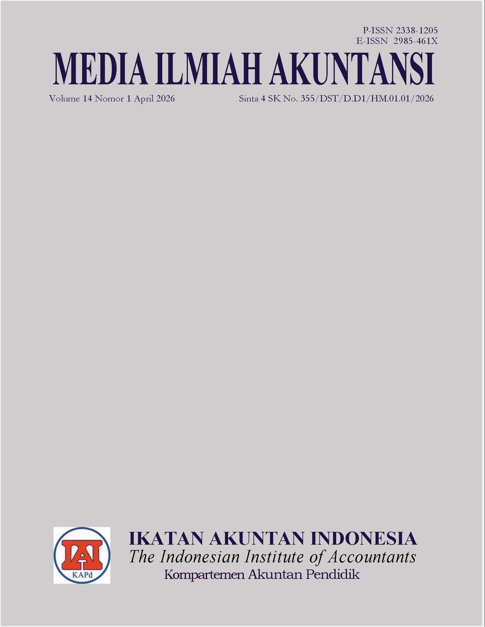 					View Vol. 14 No. 1 (2026): Media Ilmiah Akuntansi
				